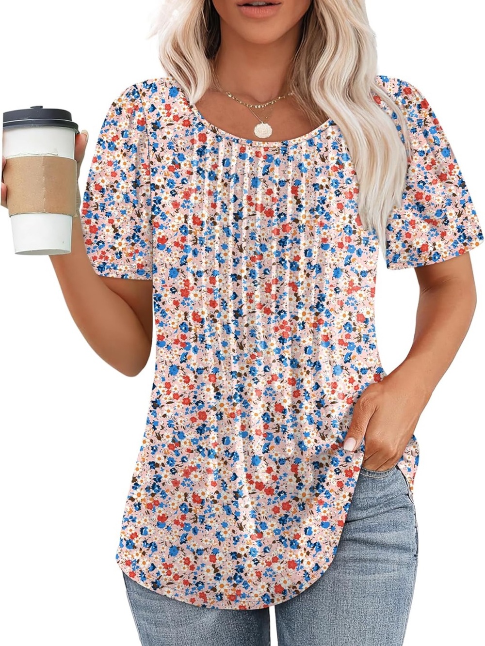 Ofeefan Pink Floral Top Size L